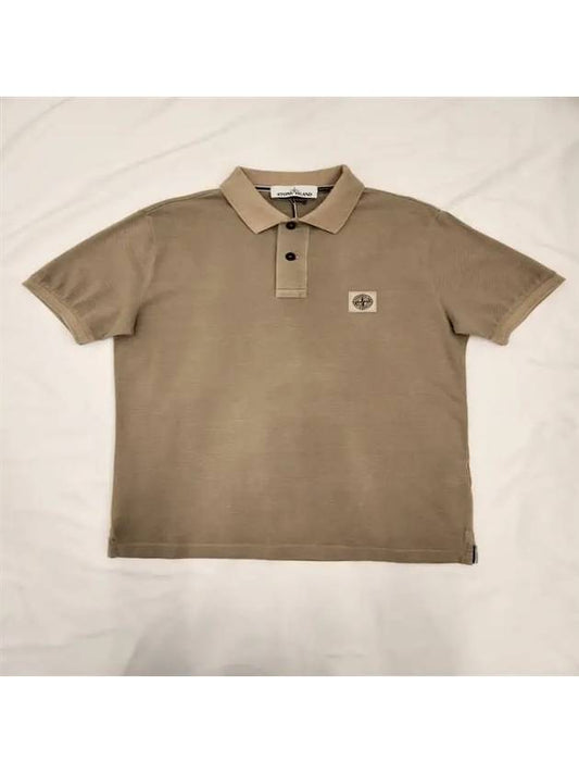 Logo Overdyed PK Shirt Beige - STONE ISLAND - BALAAN.