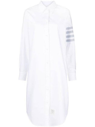 Diagonal 4-Bar Cotton Shirt Midi Dress White - THOM BROWNE - BALAAN 2