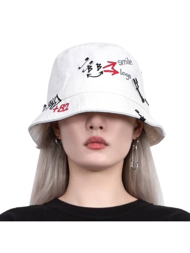 BBD Smile Logo Denim Bucket Hat Custom Ver White - BLACKBLOND - BALAAN 3