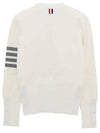 Milano Stitch 4 Bar Classic V Neck Fine Merino Wool Cardigan White - THOM BROWNE - BALAAN 3