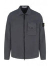 Stretch Cotton Gabardine Overshirt Jacket Dark Grey - STONE ISLAND - BALAAN 2