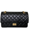 Gold 255 Medium Flap Chain Shoulder Bag Black - CHANEL - BALAAN 2