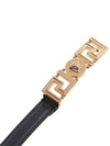 Greca gold buckle leather belt black - VERSACE - BALAAN.