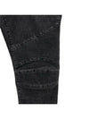 Men's Zipper Rib Slim Fit Biker Jeans Black - BALMAIN - BALAAN.