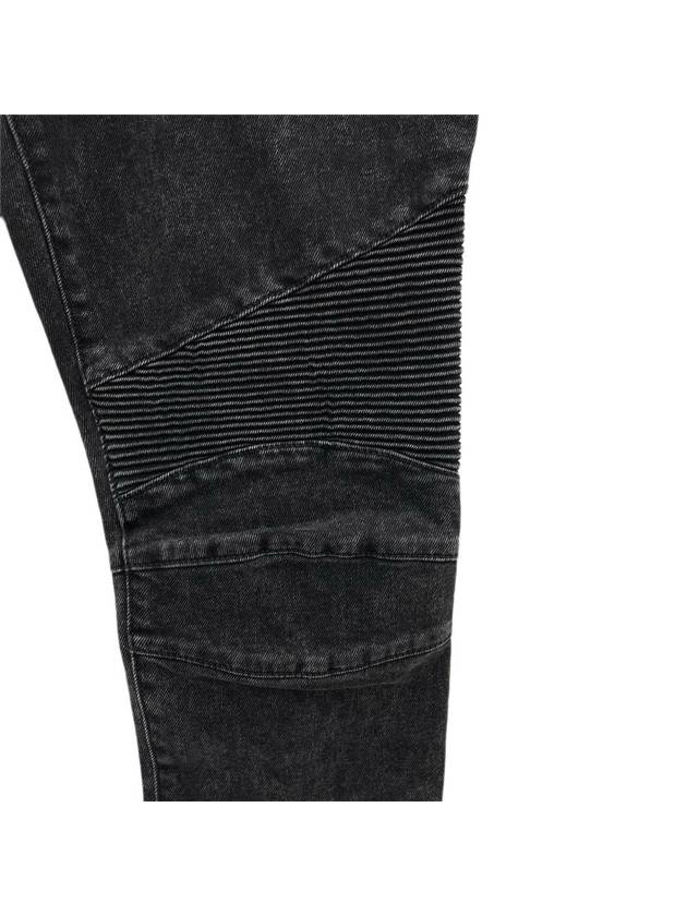 Men's Zipper Rib Slim Fit Biker Jeans Black - BALMAIN - BALAAN 5