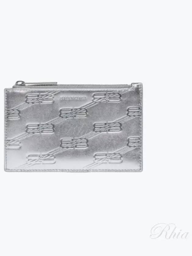 Monogram Embossed Box Long Coin Card Holder 717784 Silver - BALENCIAGA - BALAAN 1