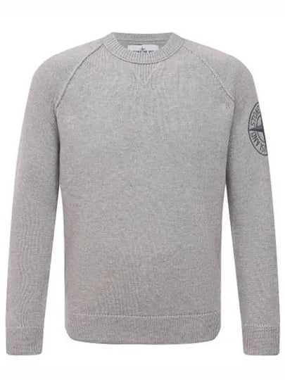 Geelong Wool Embroidery Crewneck Knit Top Light Grey - STONE ISLAND - BALAAN 2