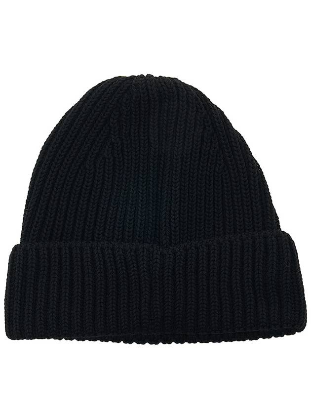 Lens Wappen Extra Fine Merino Wool Beanie Black - CP COMPANY - BALAAN 3