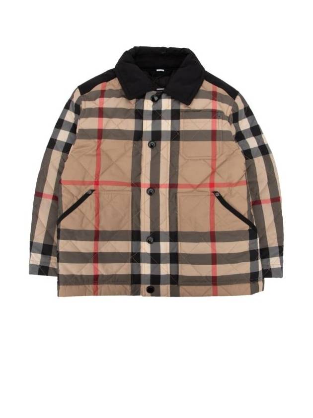 Kids Vintage Check Diamond Quilted Jacket Archive Beige - BURBERRY - BALAAN 1