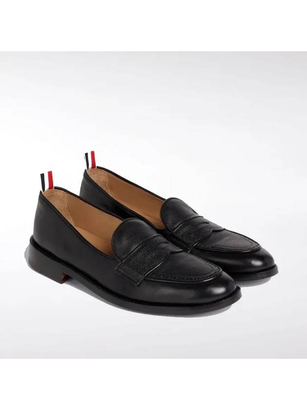 Men's Vitello Flexible Leather Sole Soft Penny Loafer Black - THOM BROWNE - BALAAN 2