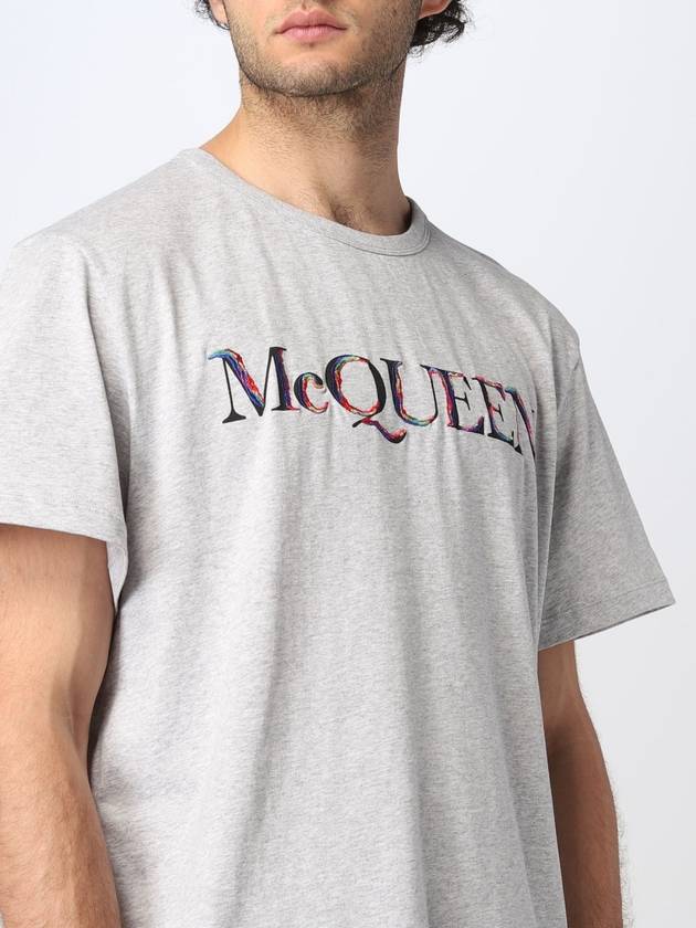 T-shirt Alexander McQueen in cotone con ricamo logo - ALEXANDER MCQUEEN - BALAAN 5