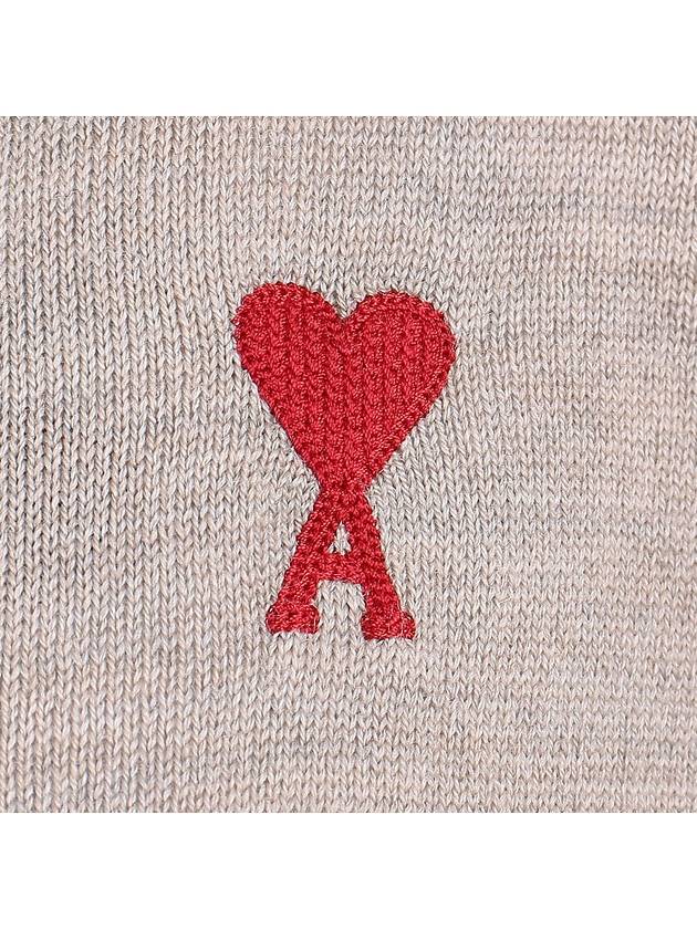 Heart Logo Wool Cardigan Light Beige - AMI - BALAAN 7