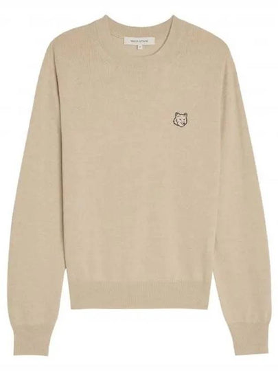 Bold Fox Head Wool Knit Top Light Beige Melange - MAISON KITSUNE - BALAAN 2