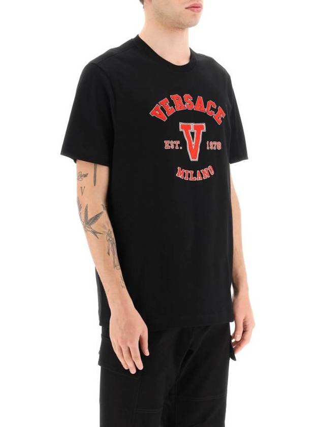 Men's Varsity Logo Short Sleeve T-Shirt Black - VERSACE - BALAAN 3