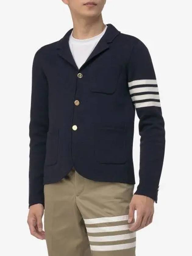 4 Bar Knit Blazer Jacket Navy - THOM BROWNE - BALAAN 2