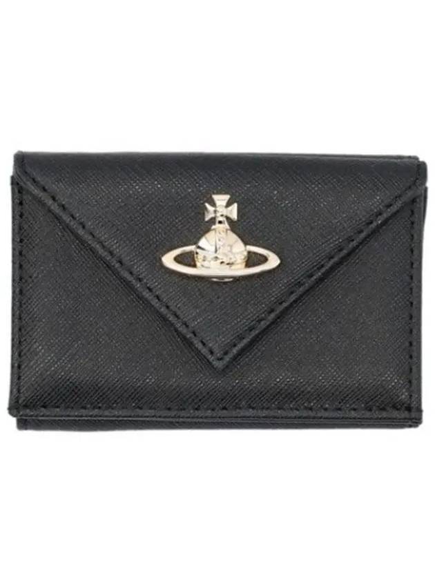 Logo Plaque Foldover Half Wallet Black - VIVIENNE WESTWOOD - BALAAN 2