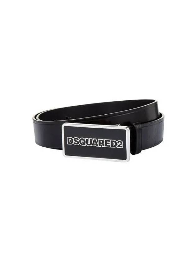 Men s Square Logo Buckle Leather Belt Black - DSQUARED2 - BALAAN 1