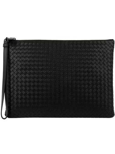 Intrecciato Large Clutch Bag Black - BOTTEGA VENETA - BALAAN 1