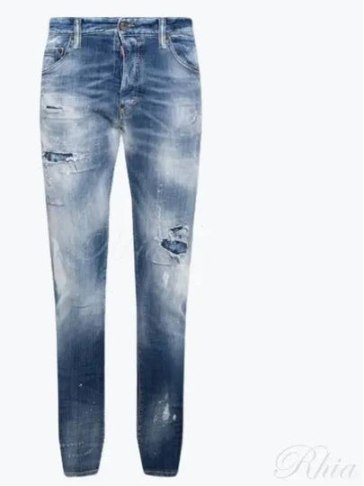 Distressed Washed Slim Jeans Blue - DSQUARED2 - BALAAN 2