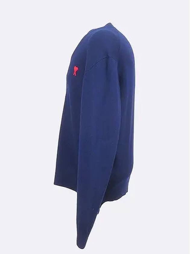 HKC001 100 Wool Navy Color Small Heart Men s Cardigan XXL - AMI - BALAAN 2