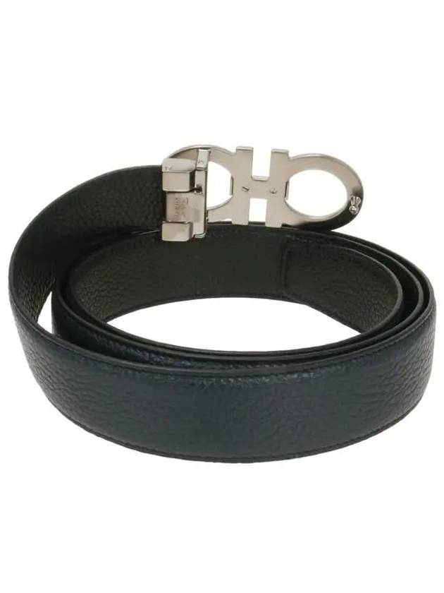 Reversible Adjustable Gancini Belt Black - SALVATORE FERRAGAMO - BALAAN 3