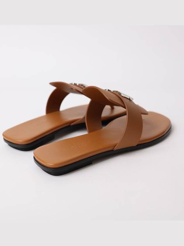 Galerie Buckle Leather Sandals Brown - HERMES - BALAAN 4