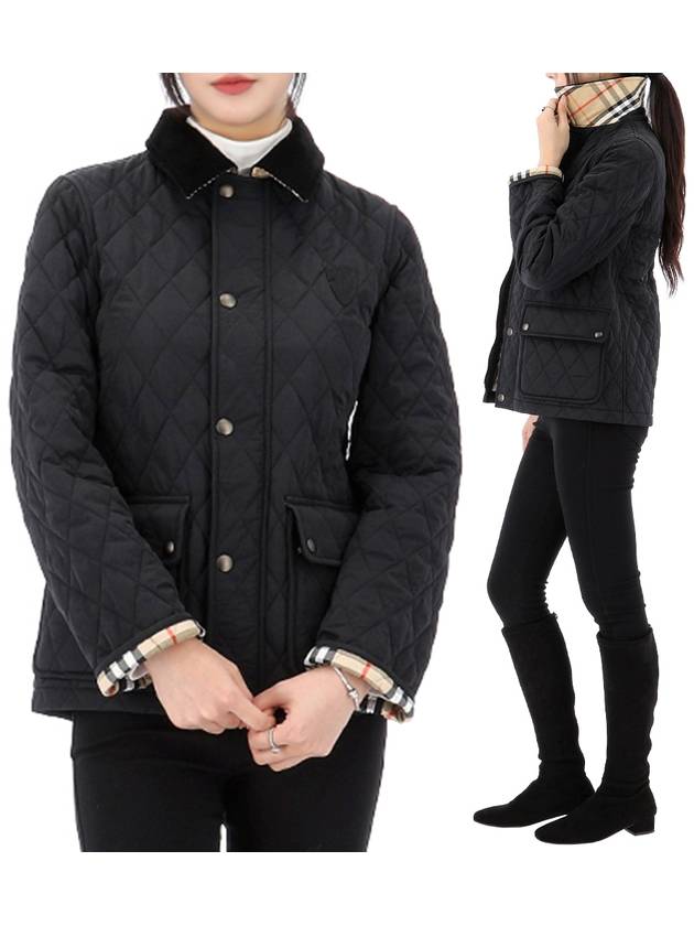 Corduroy Collar Quilted Jacket Black - BURBERRY - BALAAN 2