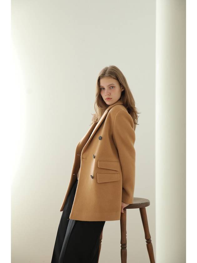 Caisienne loose fit double tailored wool jacket beige - CAHIERS - BALAAN 5