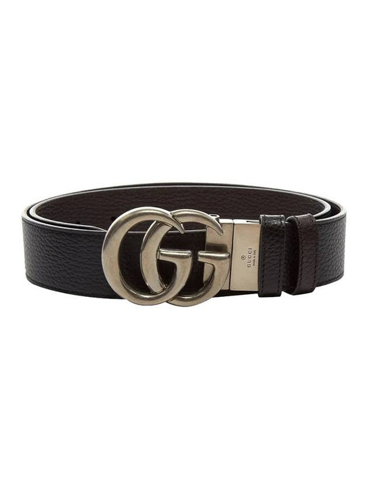 GG Marmont Reversible Leather Belt Black Brown - GUCCI - BALAAN 1