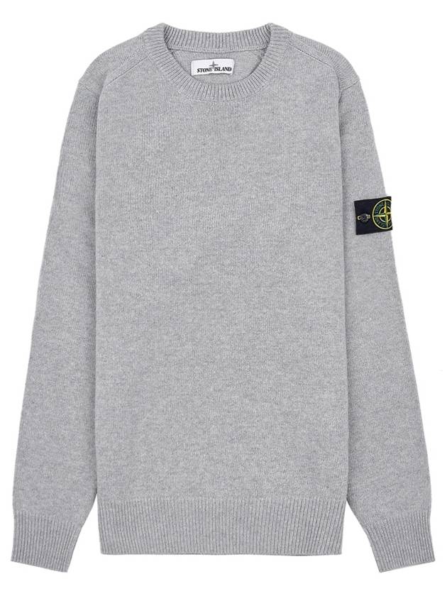 Men's Waffen Patch Round Neck Knit Top Light Grey - STONE ISLAND - BALAAN 9