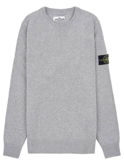 Men's Waffen Patch Round Neck Knit Top Light Grey - STONE ISLAND - BALAAN 2