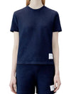 Center Back Stripe Classic Cotton Pique Relaxed Fit Short Sleeve T-Shirt Navy - THOM BROWNE - BALAAN 3