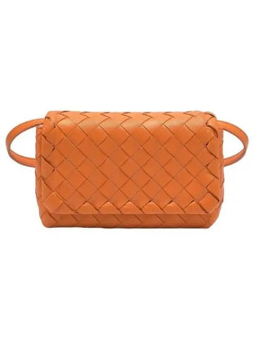 Intrecciato flap shoulder bag orange - BOTTEGA VENETA - BALAAN 1