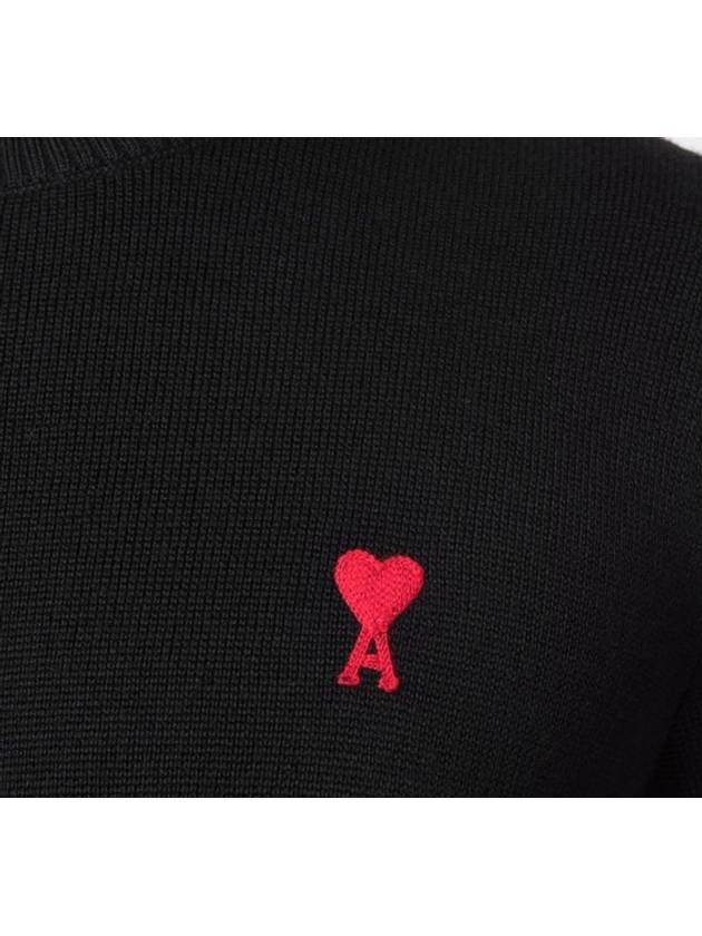 Heart Logo Patch Knit Top Black - AMI - BALAAN 5