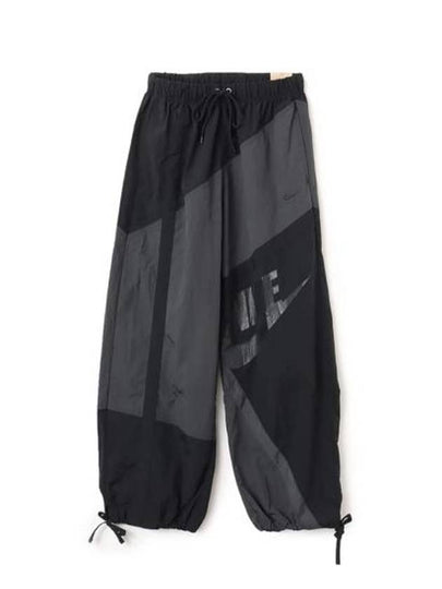 Women's Mid-Rise Loose Woven Open-Hem Track Pants Anthracite - NIKE - BALAAN 2