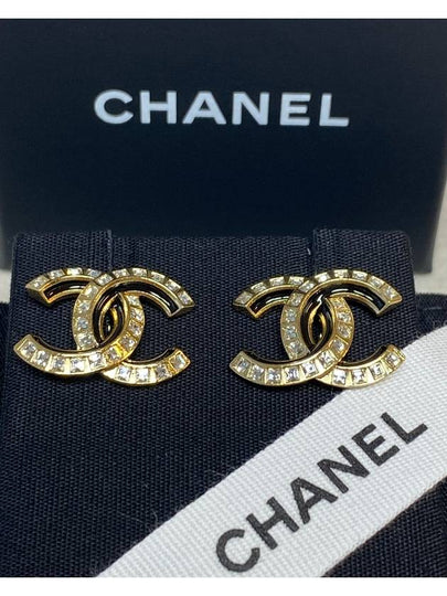 CC Logo Crystal Earrings Black Gold - CHANEL - BALAAN 2