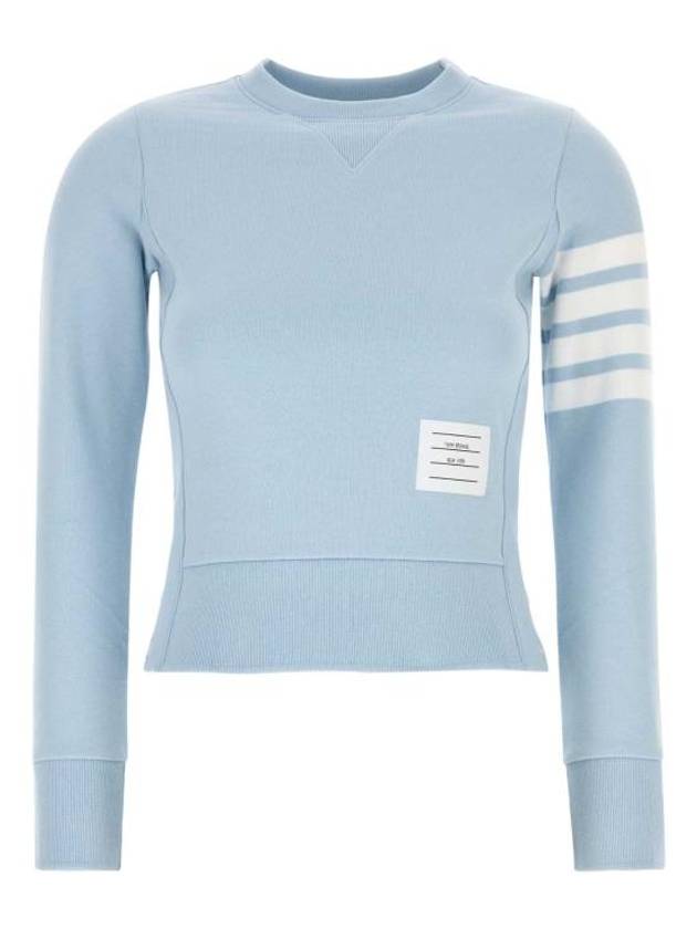 Engineered 4 Bar Stripe Loopback Jersey Knit Crewneck Light Blue - THOM BROWNE - BALAAN 1