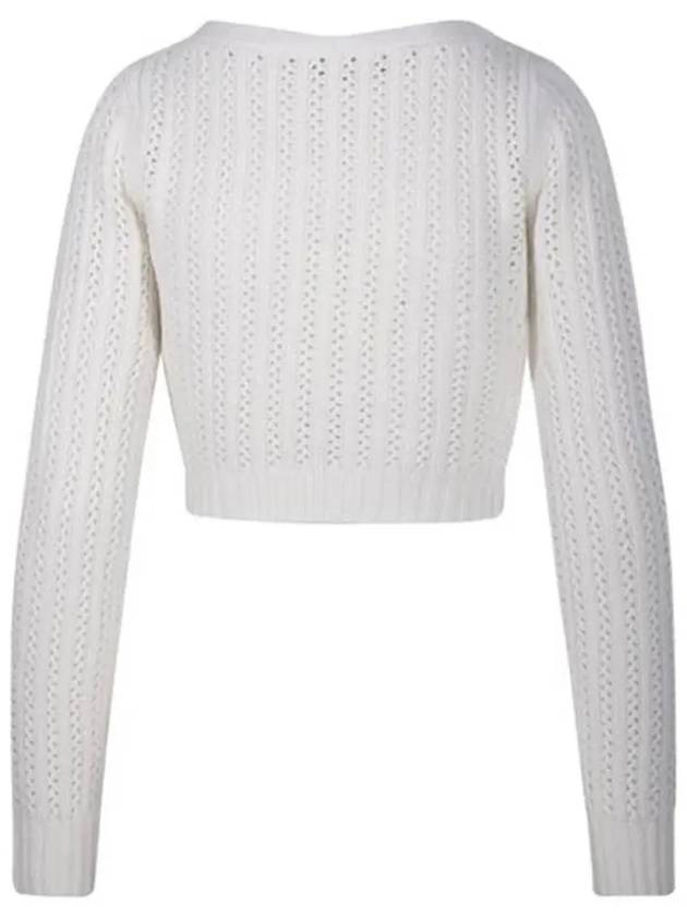 Ifrem Wool Cashmere Crop Knit Top White - MAX MARA - BALAAN 4