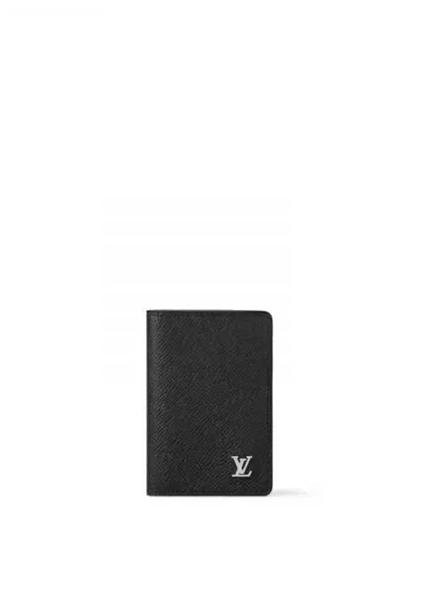 Pocket Organizer Taiga Leather Card Wallet Black - LOUIS VUITTON - BALAAN 2