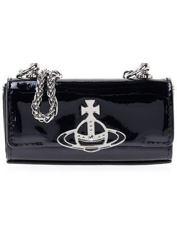 ORB Logo Patent Leather Clutch Bag Black - VIVIENNE WESTWOOD - BALAAN 1