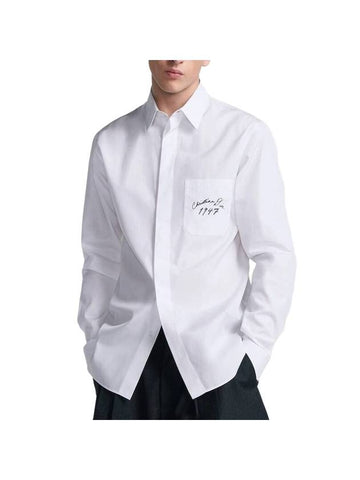 Handwritten 1947 Cotton Poplin Long Sleeve Shirt White - DIOR - BALAAN 1