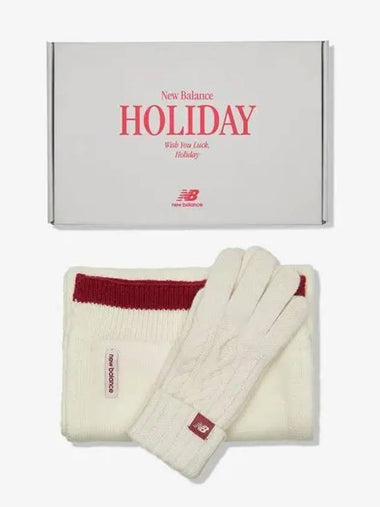 NBGUECH103 HOLIDAY Knit Muffler Gloves Set CREAM - NEW BALANCE - BALAAN 1