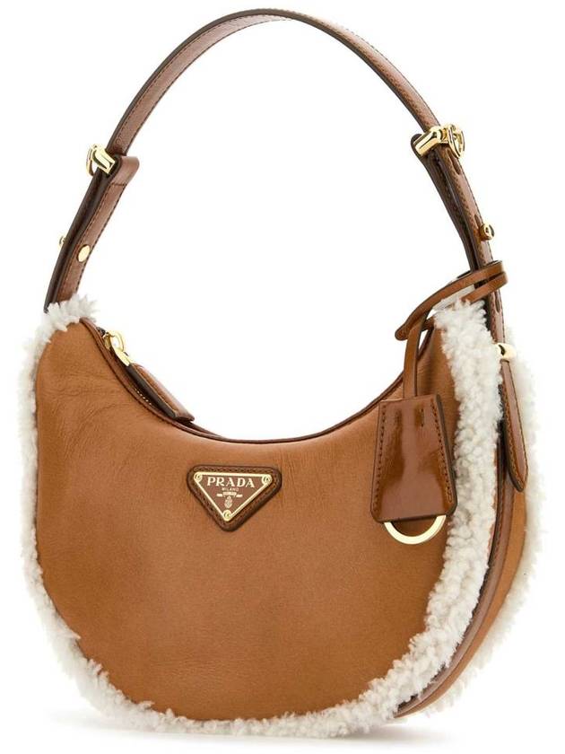 Arque Small Shearling Shoulder Bag Cognac - PRADA - BALAAN 3