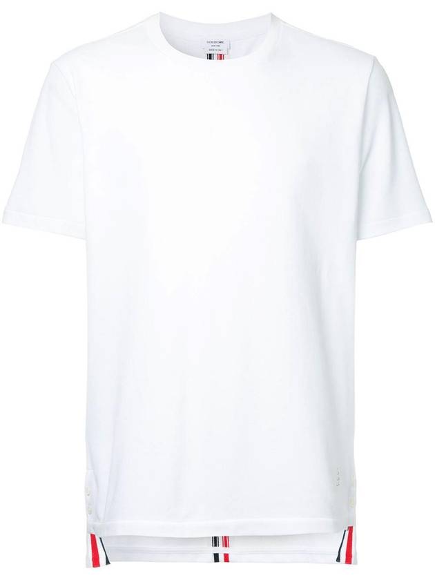 Men's Center Back Striped Short Sleeve T-Shirt White - THOM BROWNE - BALAAN 3