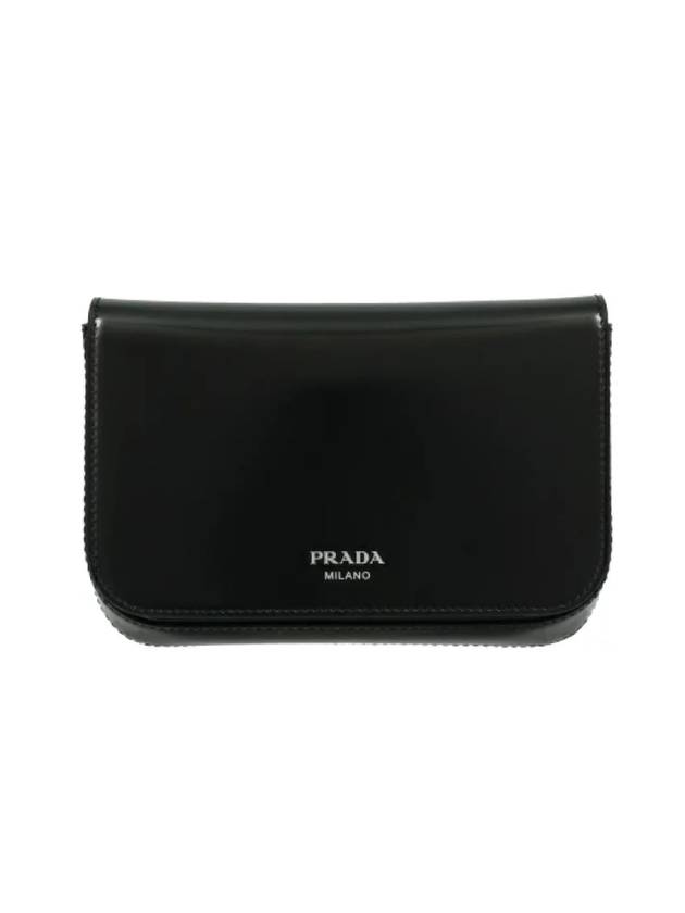 Brushed Leather Shoulder Bag Black - PRADA - BALAAN 1