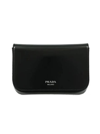 Brushed Leather Shoulder Bag Black - PRADA - BALAAN 1