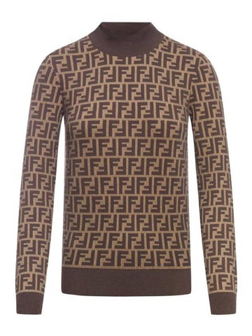 FF Cotton Turtleneck Brown - FENDI - BALAAN 1