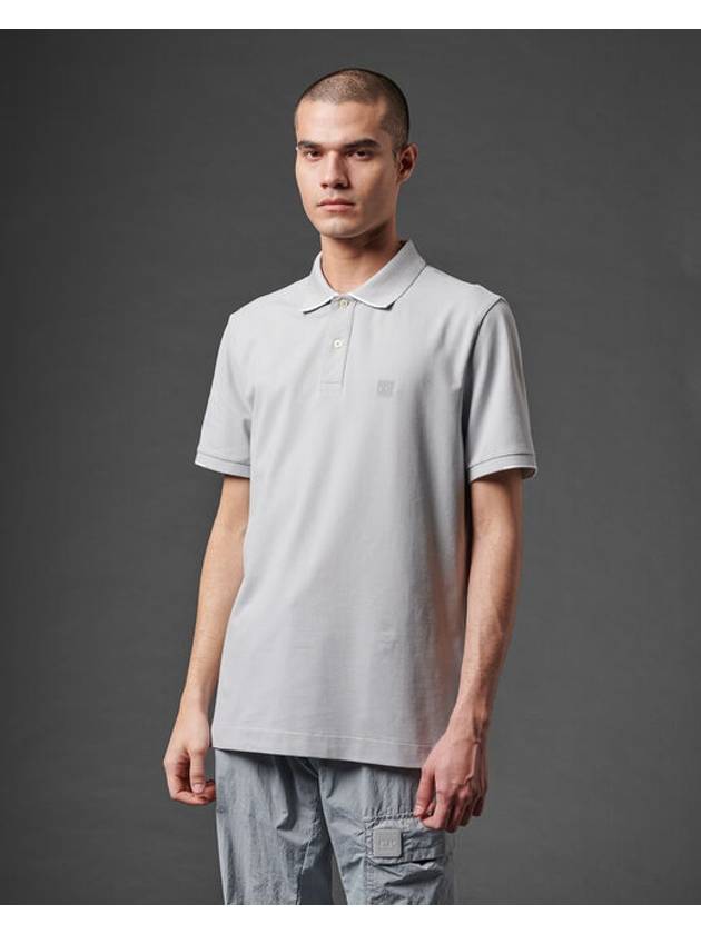 Metropolis Logo Badge Striped Polo Shirt Grey - CP COMPANY - BALAAN 3