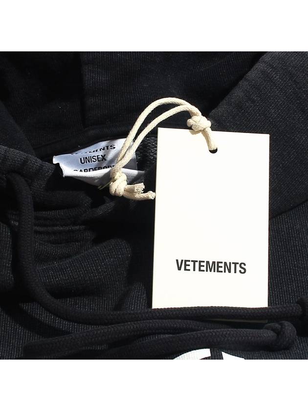 Logo Print Drawstring Hoodie Black - VETEMENTS - BALAAN 7