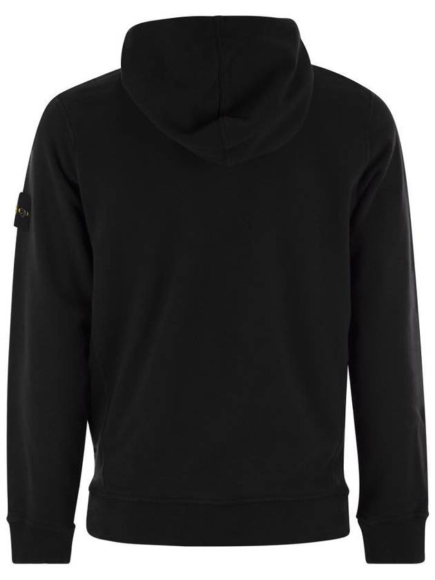 Wappen Patch Brushed Cotton Fleece Hoodie Black - STONE ISLAND - BALAAN 3